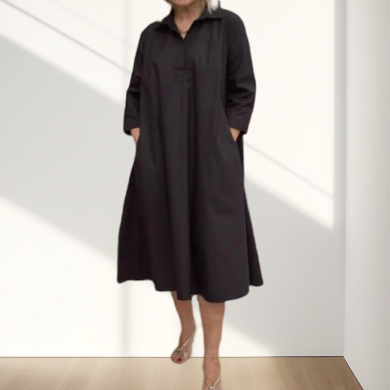 Portia | Luftiges Midikleid im Tunika-Stil mit Kragen