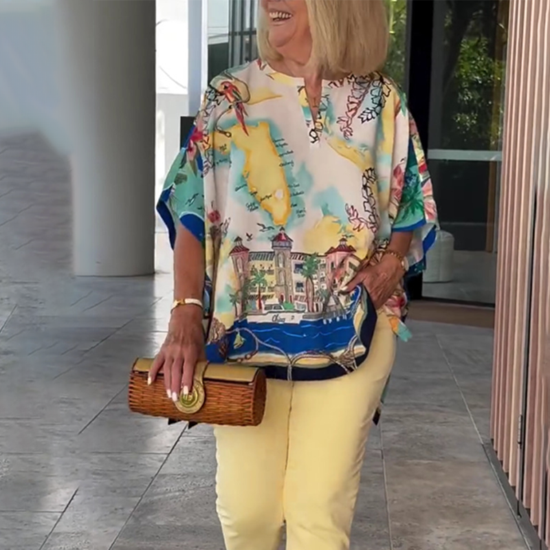 Divia | Buntes Kaftan-Top mit abstraktem Muster