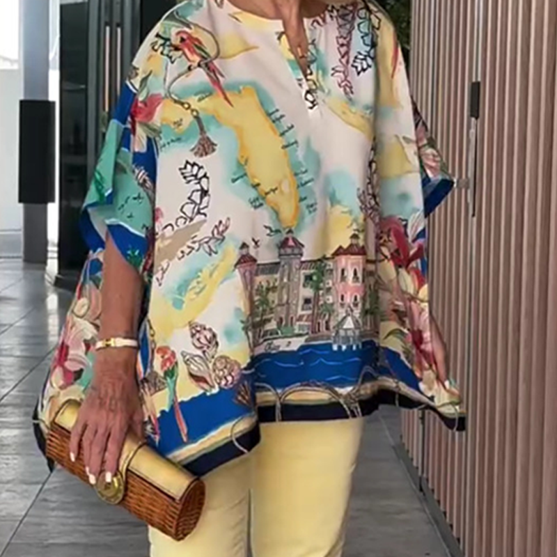 Divia | Buntes Kaftan-Top mit abstraktem Muster