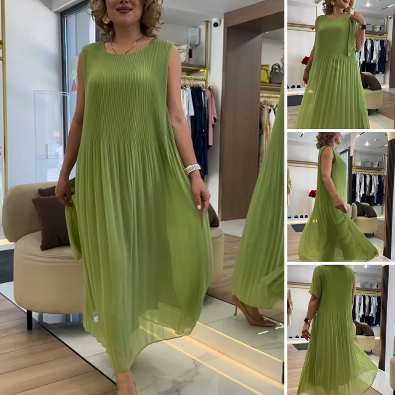 Marissa | bequemes grünes Maxikleid mit lockerem ärmellosem Design