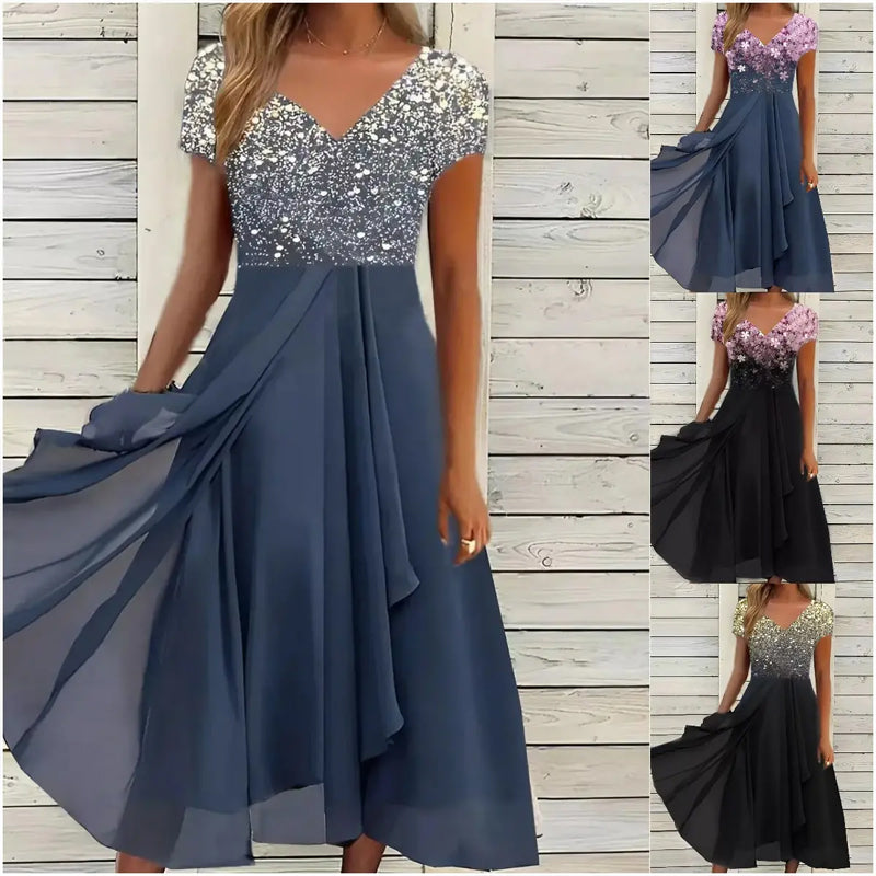 Brooke | stilvolles Kleid mit V-Ausschnitt und modernem Druck