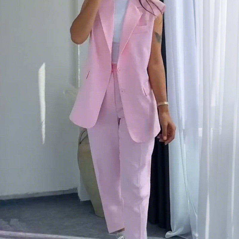 Olivia | elegantes Set mit ärmellosem Blazer und High-Waist-Hose