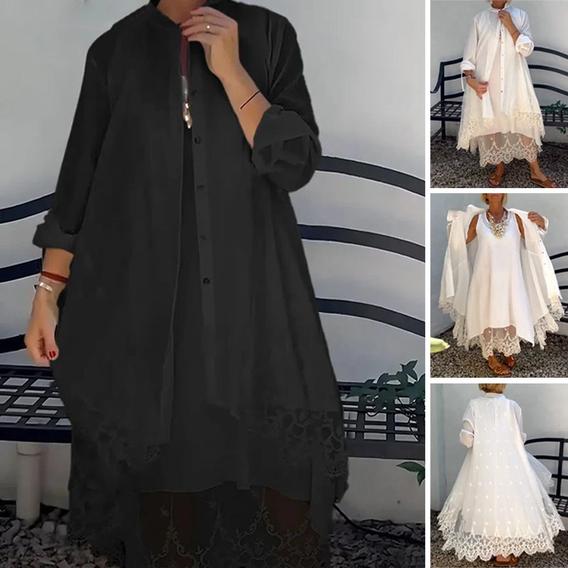 Eilena | Lockere Spitzenweste mit passendem Kleid-Set