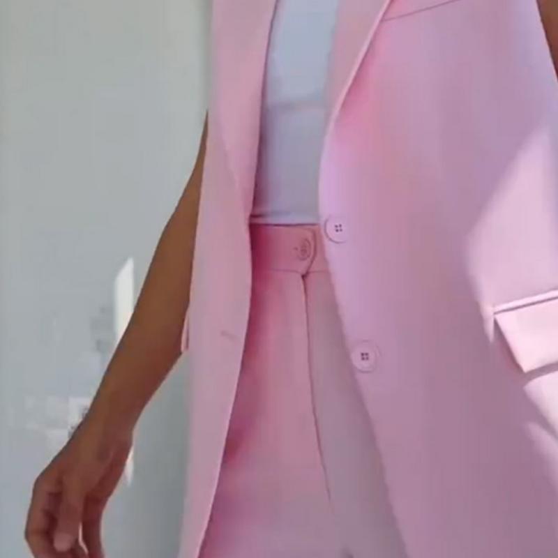 Margaux | Ärmelloses Set aus Blazer und Hose mit hoher Taille