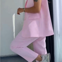 Margaux | Ärmelloses Set aus Blazer und Hose mit hoher Taille