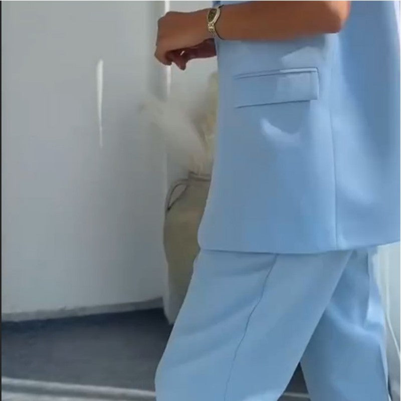 Margaux | Ärmelloses Set aus Blazer und Hose mit hoher Taille