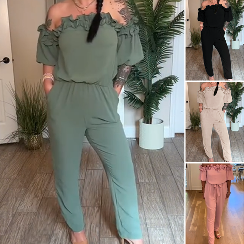 Cecilia | eleganter Jumpsuit mit Rüschen an den Schultern