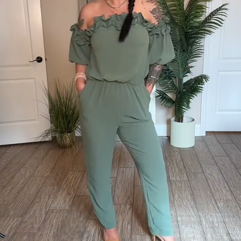 Cecilia | eleganter Jumpsuit mit Rüschen an den Schultern