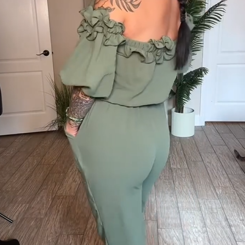 Cecilia | eleganter Jumpsuit mit Rüschen an den Schultern