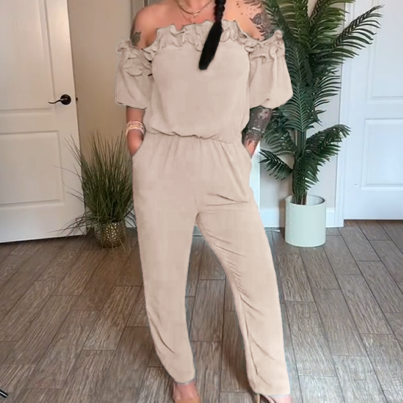 Cecilia | eleganter Jumpsuit mit Rüschen an den Schultern