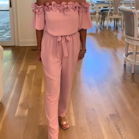 Cecilia | eleganter Jumpsuit mit Rüschen an den Schultern