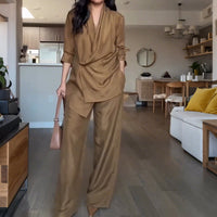 Lora | Drapiertes Satin-Oberteil und Hosen-Set