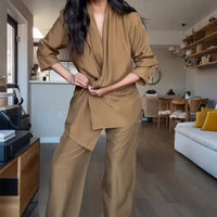 Lora | Drapiertes Satin-Oberteil und Hosen-Set