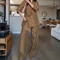 Lora | Drapiertes Satin-Oberteil und Hosen-Set