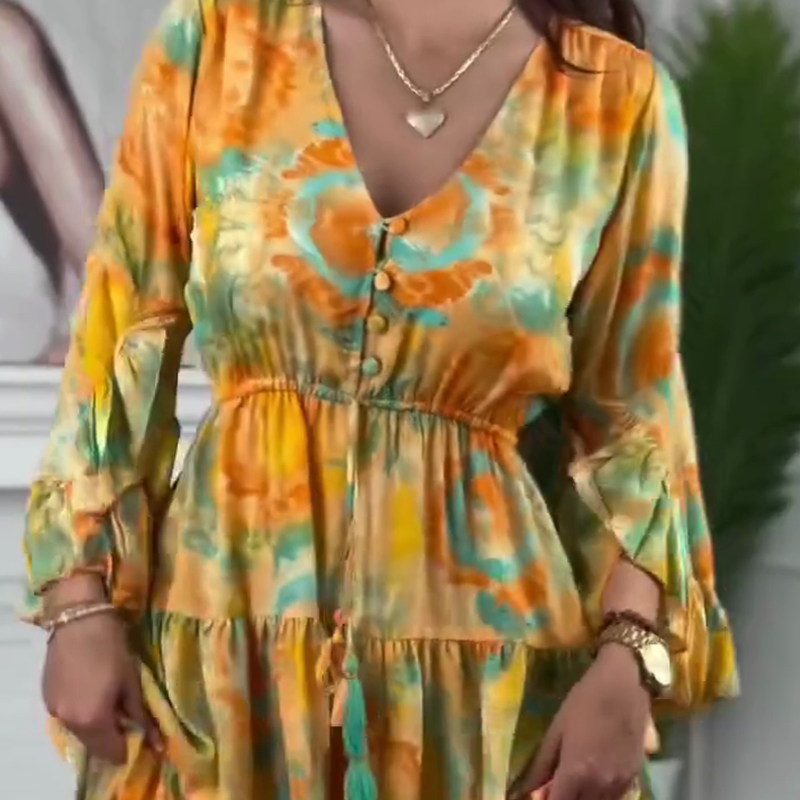 Wesley | trendiges plissiertes Kleid mit V-Ausschnitt für den Sommer