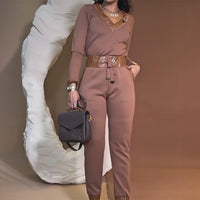 Teyla | Elegantes zweiteiliges Set mit Lederdesign