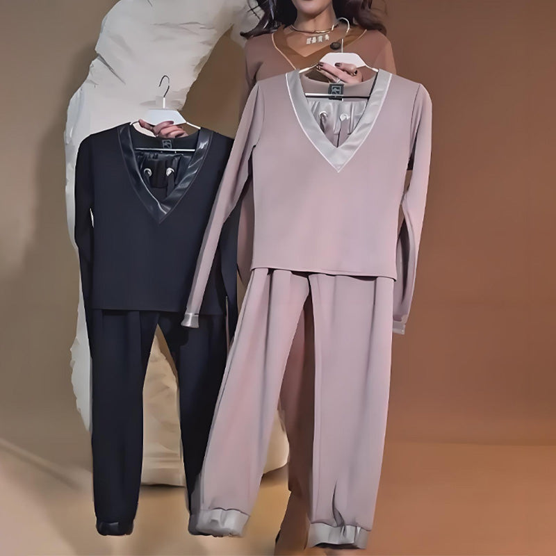 Teyla | Elegantes zweiteiliges Set mit Lederdesign