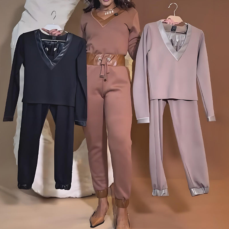 Teyla | Elegantes zweiteiliges Set mit Lederdesign