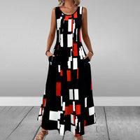 Abrianna | Ärmelloses elegantes Kleid mit Print