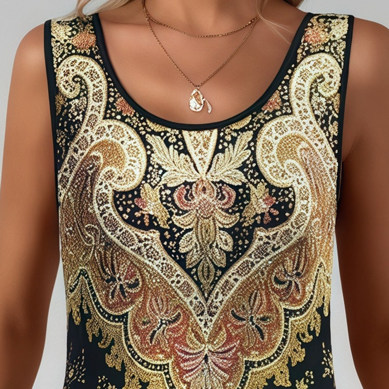 Abrianna | Ärmelloses elegantes Kleid mit Print