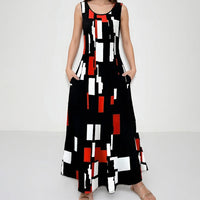 Abrianna | Ärmelloses elegantes Kleid mit Print