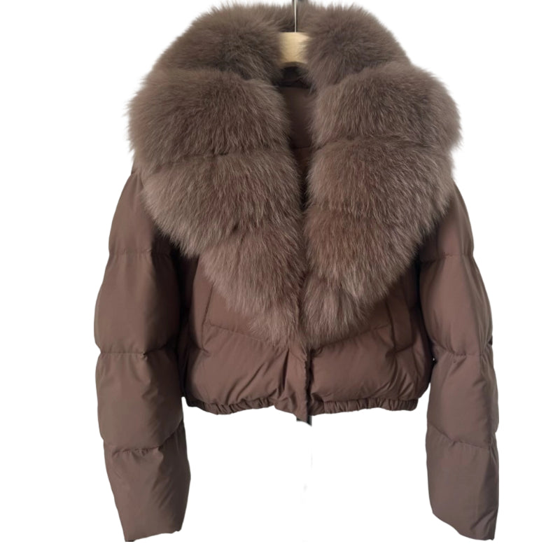 Celvira | Kurze Jacke mit Kunstfellkragen