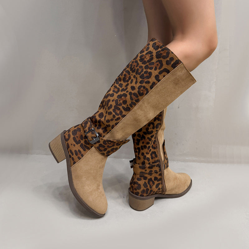 Saharie | Trendige Damenstiefel mit Leopardenmuster