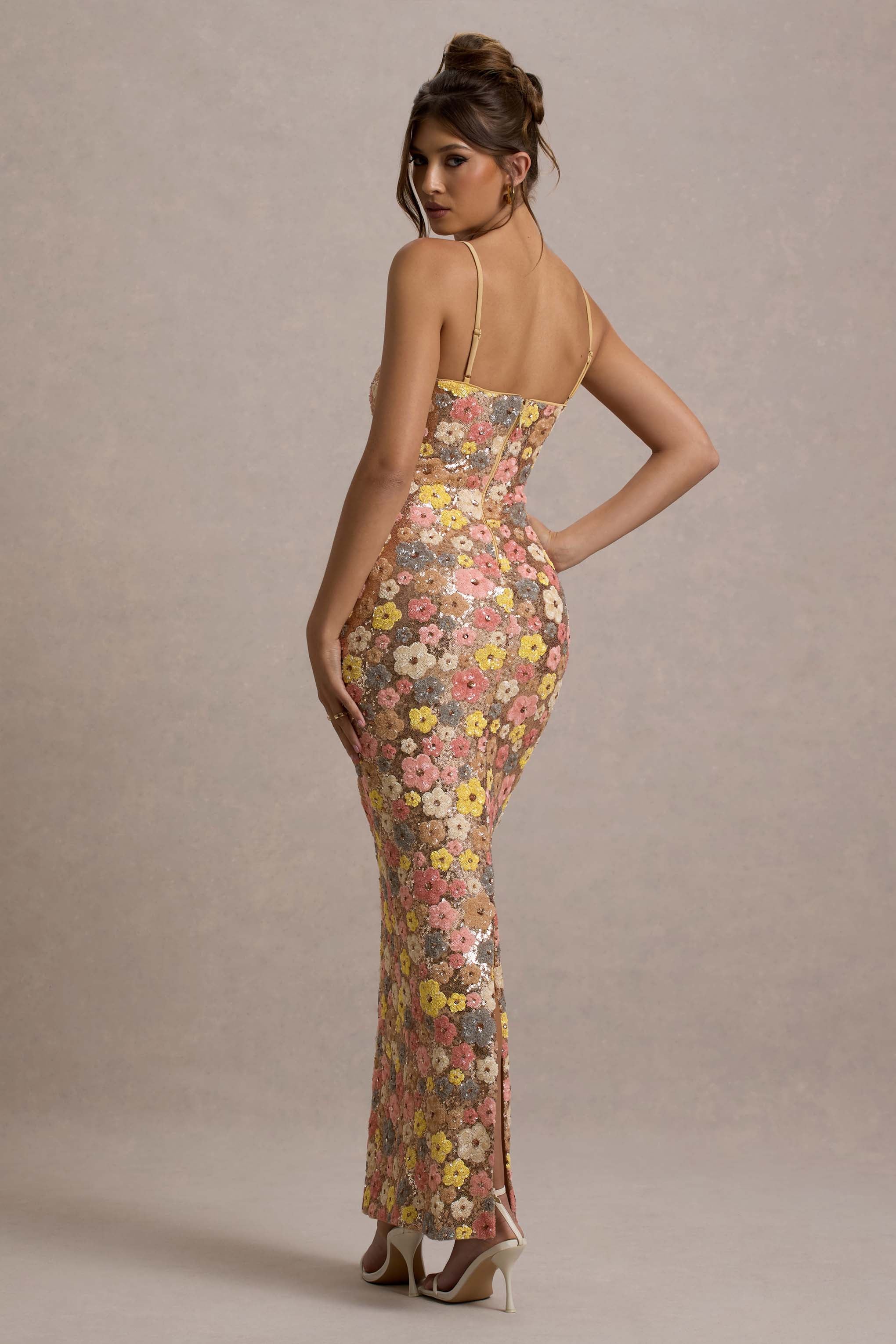 Iana | Maxikleid mit Blumen-Pailletten