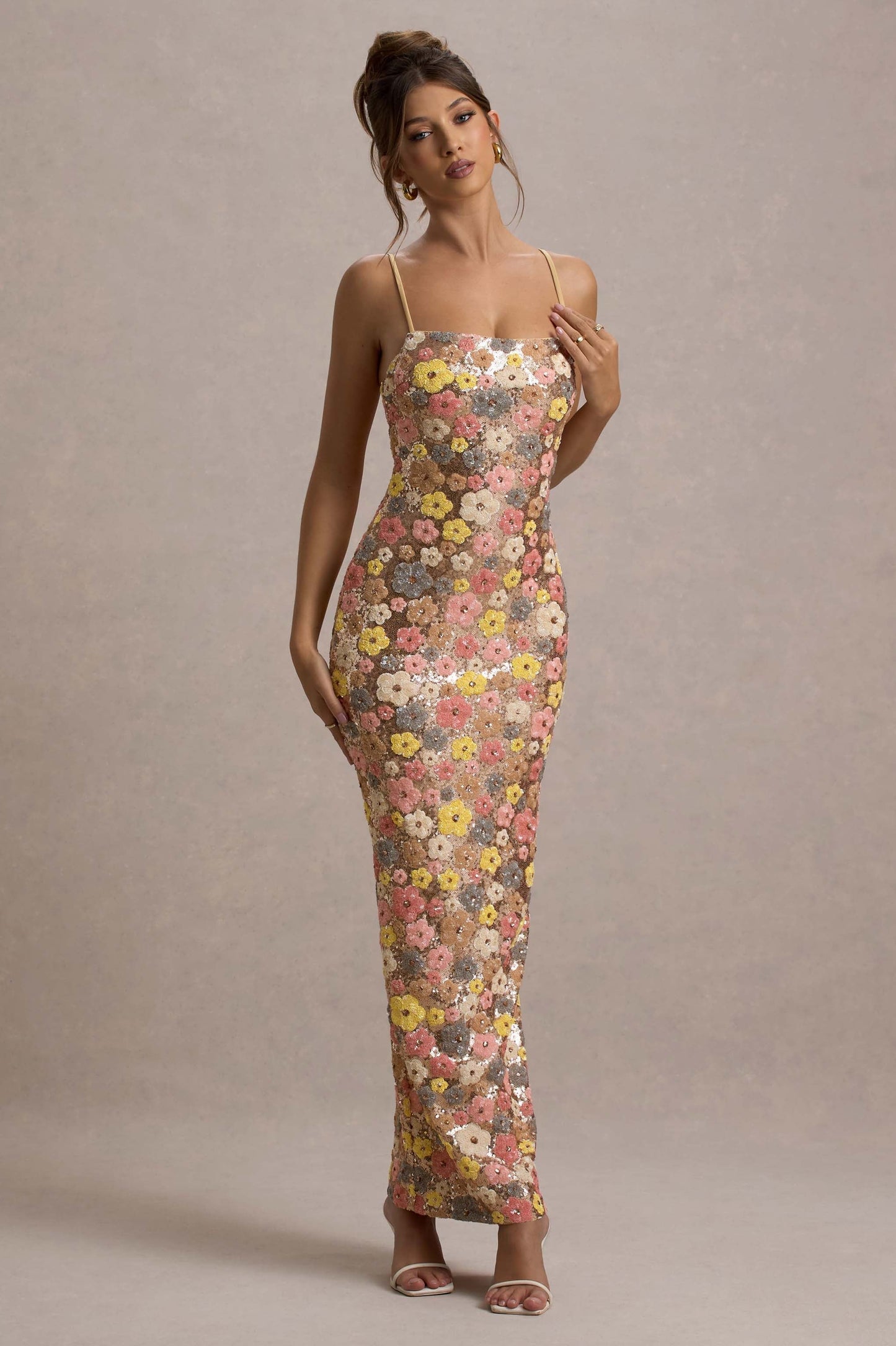 Iana | Maxikleid mit Blumen-Pailletten