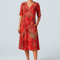 Mayi | Bedrucktes A-Linien-Kleid mit V-Ausschnitt