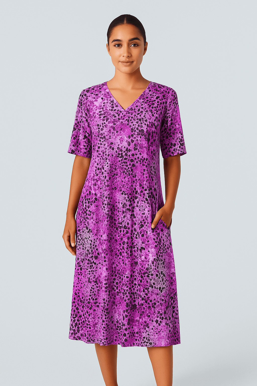 Mayi | Bedrucktes A-Linien-Kleid mit V-Ausschnitt