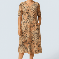 Mayi | Bedrucktes A-Linien-Kleid mit V-Ausschnitt