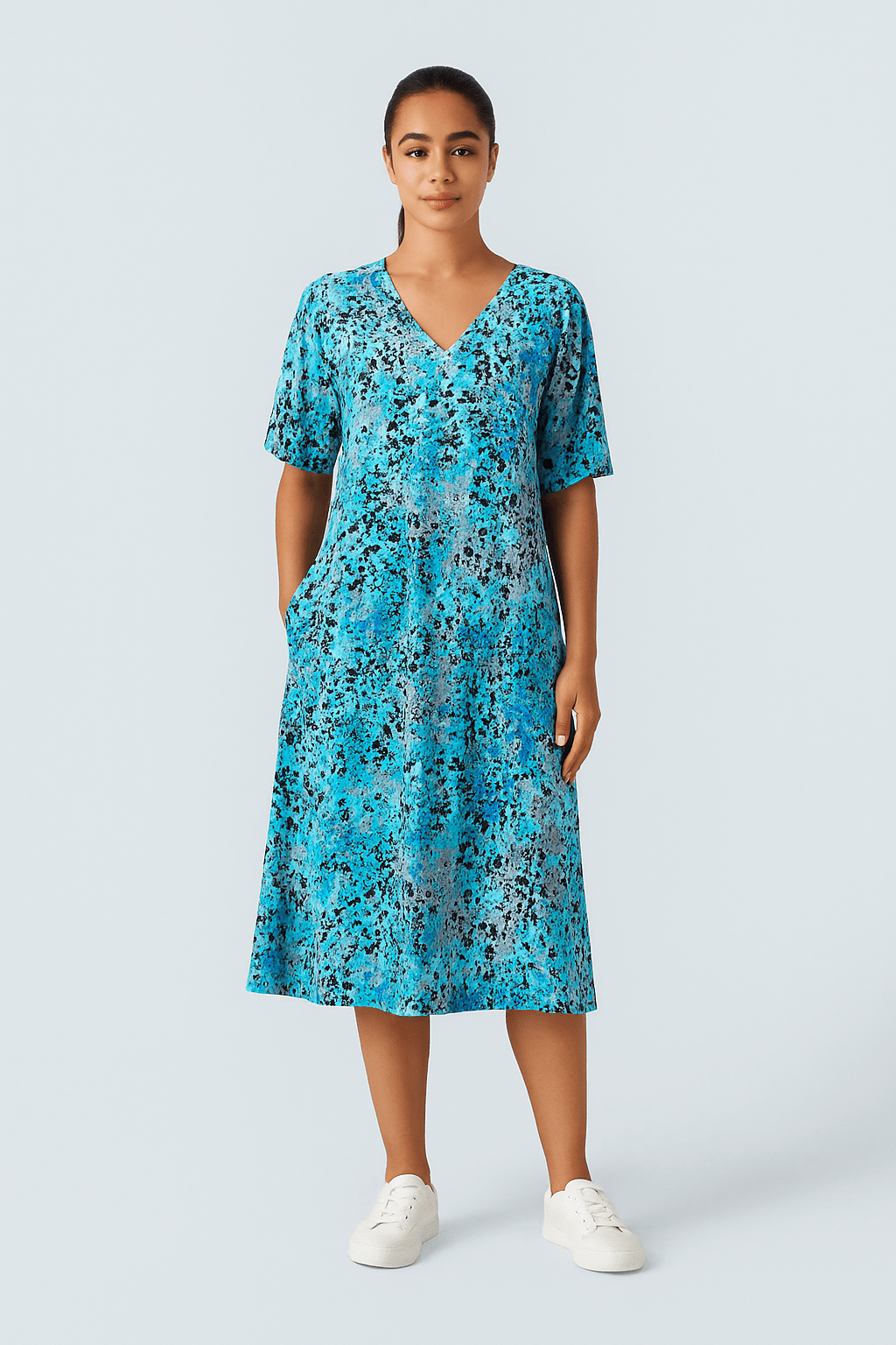 Mayi | Bedrucktes A-Linien-Kleid mit V-Ausschnitt