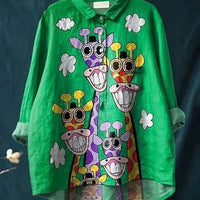 Kathrin | Zeitlose Leinenbluse mit frischem Druck