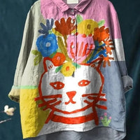 Kathrin | Zeitlose Leinenbluse mit frischem Druck