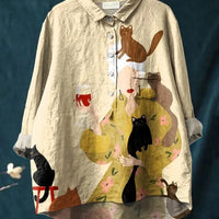 Kathrin | Zeitlose Leinenbluse mit frischem Druck