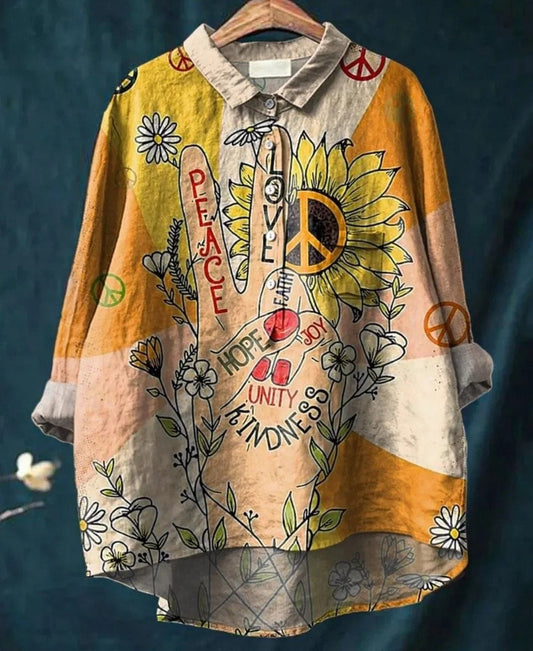 Kathrin | Zeitlose Leinenbluse mit frischem Druck