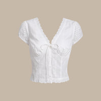 Jene | Weiße Bluse mit Struktur und Cap Sleeves