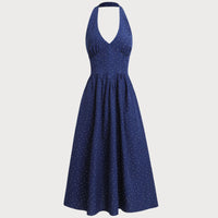 Vira | Blaues Neckholder-Maxikleid