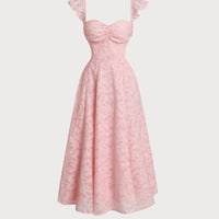 Faith | elegantes Midikleid mit gerafftem Rundhalsausschnitt