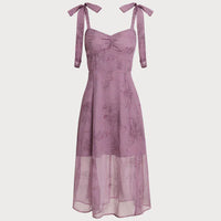 Gavia | Geblümtes Midikleid mit Rüschen und Bindeband